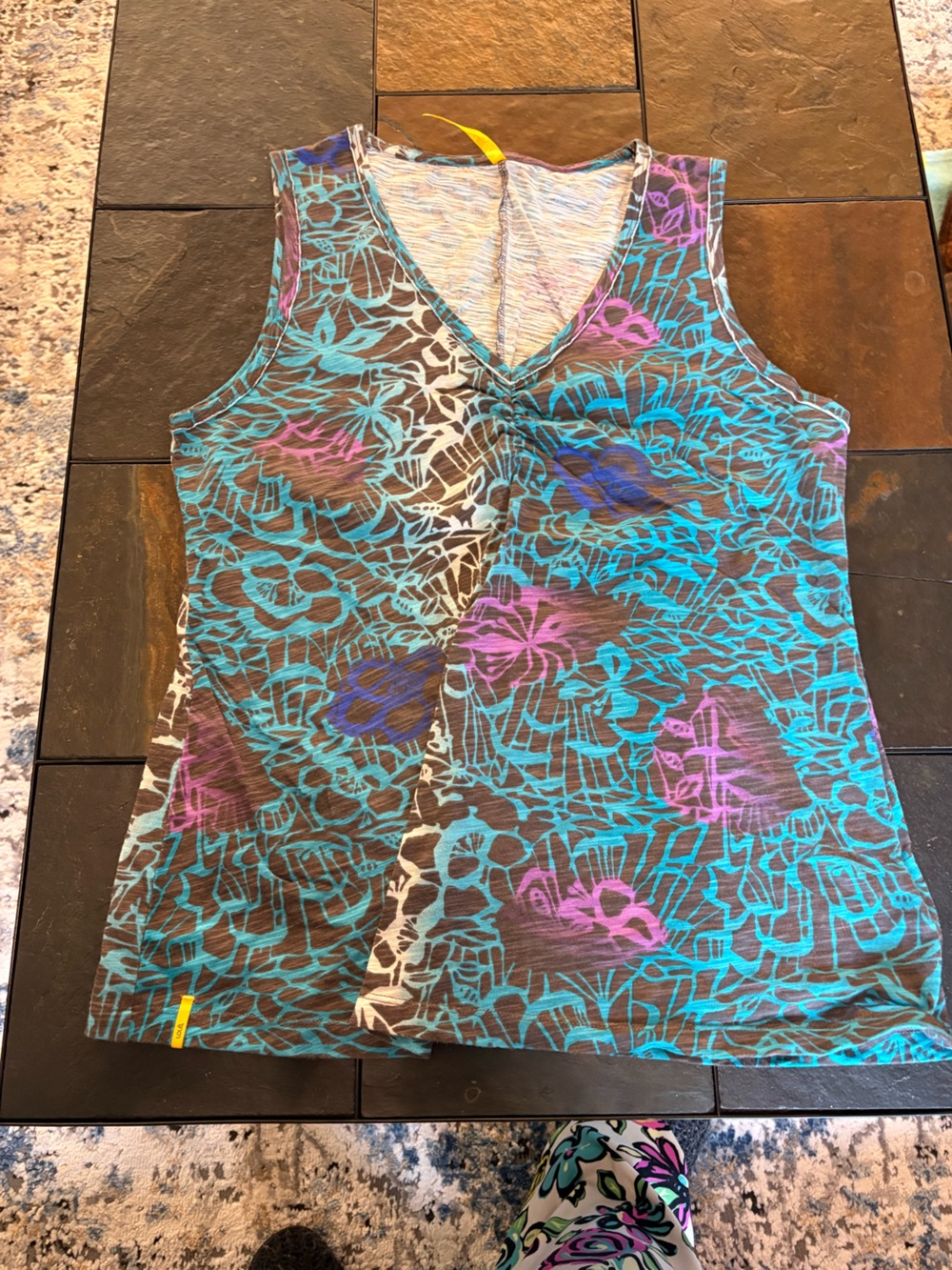 Women's Blue & Purple Patterned Sleeveless Top